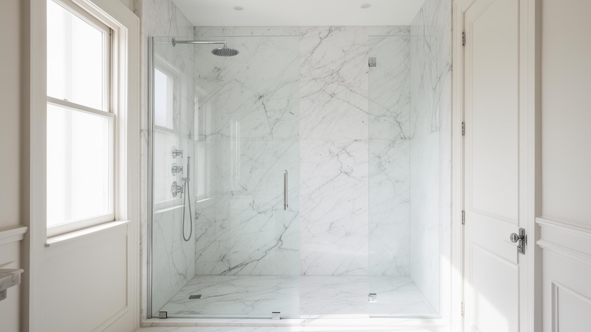 Modern shower with premium tile